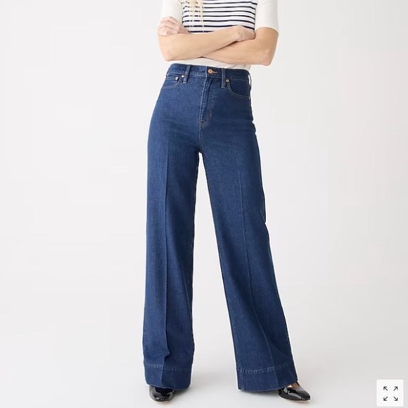 J. Crew Denim - J Crew Wide Leg Denim Trouser Pants in Fiorellas Wash Women's Size 35